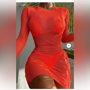 Fashion Nova Neon Orange 3 Piece Bikini Set
